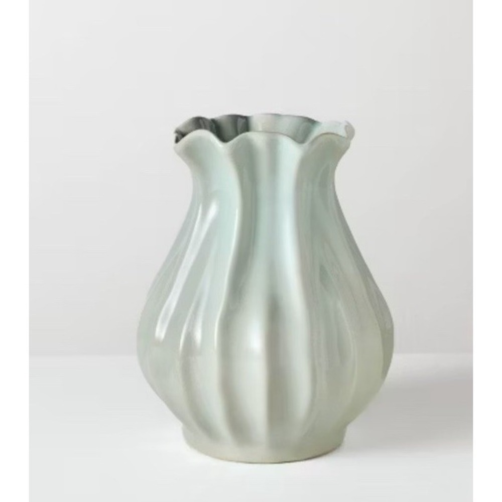 Blue Hearth & Hand™ with Magnolia 9" Scalloped Pleated Ceramic Decorative Vase